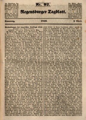 Regensburger Tagblatt Donnerstag 2. April 1846