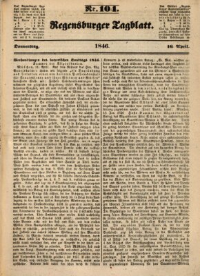 Regensburger Tagblatt Donnerstag 16. April 1846