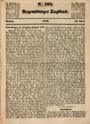 Regensburger Tagblatt Montag 20. April 1846