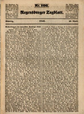 Regensburger Tagblatt Samstag 18. April 1846