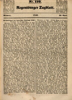 Regensburger Tagblatt Wednesday 22. April 1846