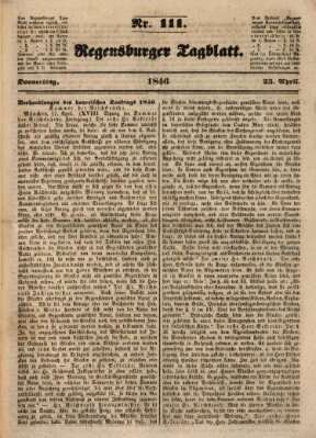 Regensburger Tagblatt Donnerstag 23. April 1846