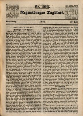Regensburger Tagblatt Donnerstag 16. Juli 1846