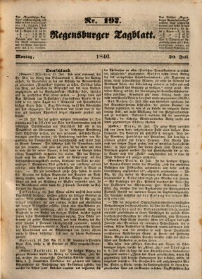 Regensburger Tagblatt Montag 20. Juli 1846