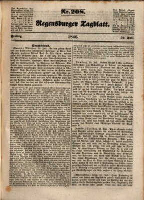 Regensburger Tagblatt Freitag 31. Juli 1846