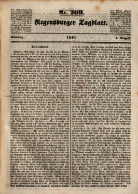 Regensburger Tagblatt Samstag 1. August 1846