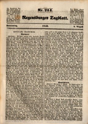 Regensburger Tagblatt Donnerstag 6. August 1846