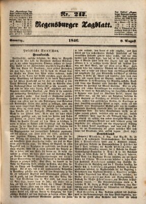 Regensburger Tagblatt Sonntag 9. August 1846