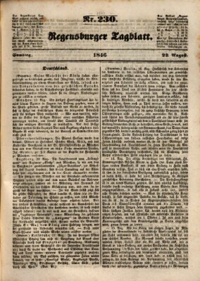 Regensburger Tagblatt Samstag 22. August 1846