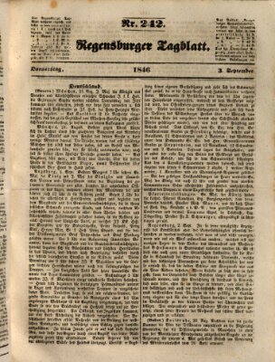 Regensburger Tagblatt Donnerstag 3. September 1846