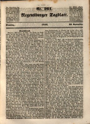 Regensburger Tagblatt Dienstag 22. September 1846