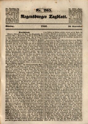 Regensburger Tagblatt Samstag 26. September 1846