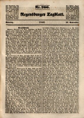 Regensburger Tagblatt Sonntag 27. September 1846