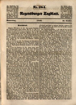 Regensburger Tagblatt Donnerstag 15. Oktober 1846