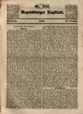 Regensburger Tagblatt Donnerstag 12. November 1846