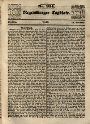 Regensburger Tagblatt Samstag 14. November 1846