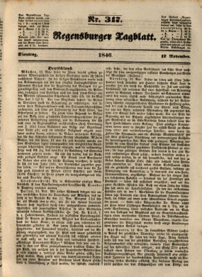 Regensburger Tagblatt Dienstag 17. November 1846