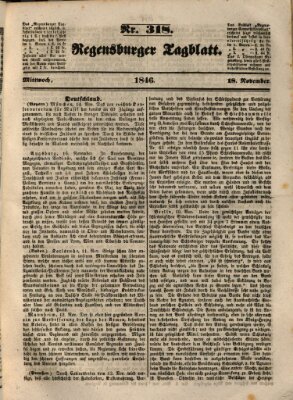 Regensburger Tagblatt Mittwoch 18. November 1846