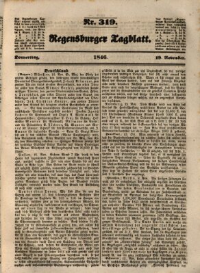 Regensburger Tagblatt Donnerstag 19. November 1846