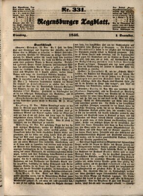 Regensburger Tagblatt Dienstag 1. Dezember 1846