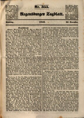 Regensburger Tagblatt Samstag 26. Dezember 1846