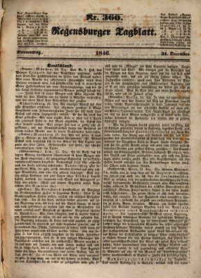 Regensburger Tagblatt Donnerstag 31. Dezember 1846