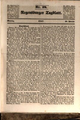 Regensburger Tagblatt Montag 18. Januar 1847