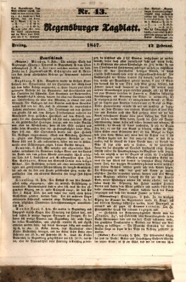 Regensburger Tagblatt Freitag 12. Februar 1847