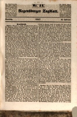 Regensburger Tagblatt Samstag 13. Februar 1847