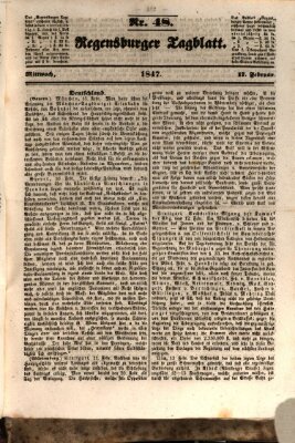 Regensburger Tagblatt Mittwoch 17. Februar 1847