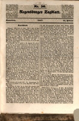 Regensburger Tagblatt Donnerstag 25. Februar 1847