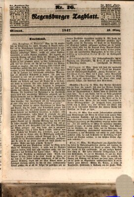 Regensburger Tagblatt Mittwoch 17. März 1847