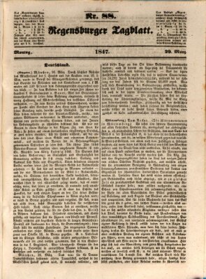 Regensburger Tagblatt Montag 29. März 1847