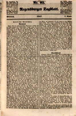 Regensburger Tagblatt Mittwoch 7. April 1847