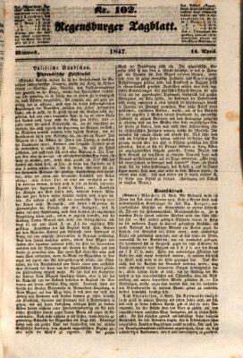 Regensburger Tagblatt Mittwoch 14. April 1847