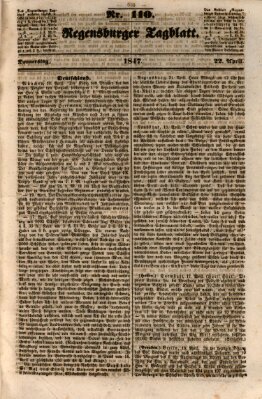 Regensburger Tagblatt Donnerstag 22. April 1847