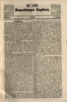 Regensburger Tagblatt Montag 2. August 1847