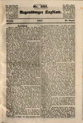 Regensburger Tagblatt Montag 23. August 1847