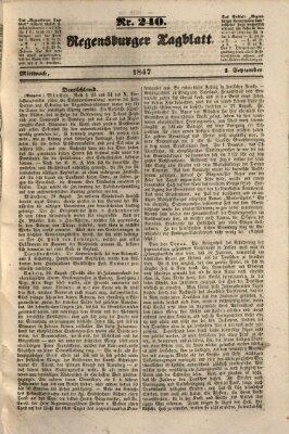 Regensburger Tagblatt Mittwoch 1. September 1847