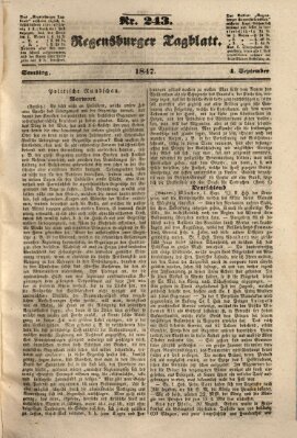 Regensburger Tagblatt Samstag 4. September 1847