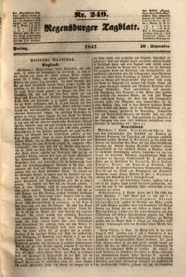 Regensburger Tagblatt Freitag 10. September 1847