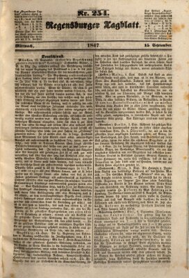 Regensburger Tagblatt Mittwoch 15. September 1847