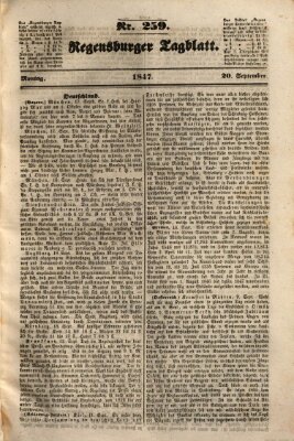 Regensburger Tagblatt Montag 20. September 1847