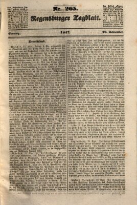 Regensburger Tagblatt Sonntag 26. September 1847