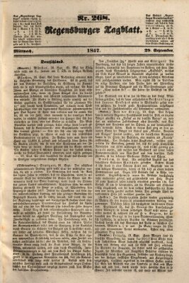 Regensburger Tagblatt Mittwoch 29. September 1847