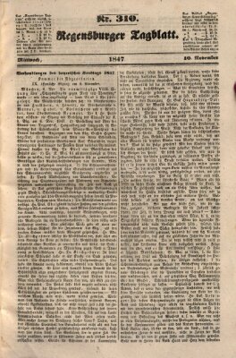 Regensburger Tagblatt Mittwoch 10. November 1847