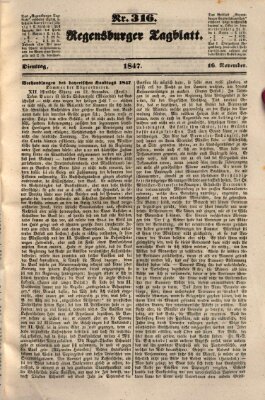 Regensburger Tagblatt Dienstag 16. November 1847