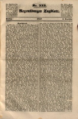 Regensburger Tagblatt Freitag 3. Dezember 1847