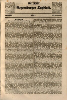 Regensburger Tagblatt Mittwoch 22. Dezember 1847