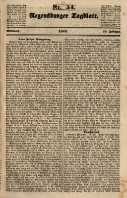 Regensburger Tagblatt Mittwoch 23. Februar 1848